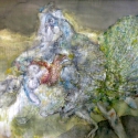 Begalska & Vilkin Peacock 2017 Canvas, oil, oil pastel, pencil, charcoal 90х120 cm
